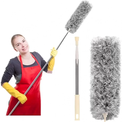 Microfiber Duster (Stainless Steel), Extra Long 100 inches