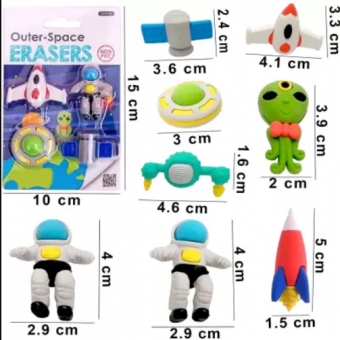 4 Cartoon Style Space Theme Erasers Set for Kids Non-Toxic Eraser