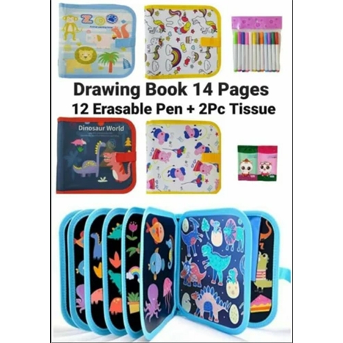 Doodle Drawing Colouring B ook 14 Pages With Erasable Pen and Tissues