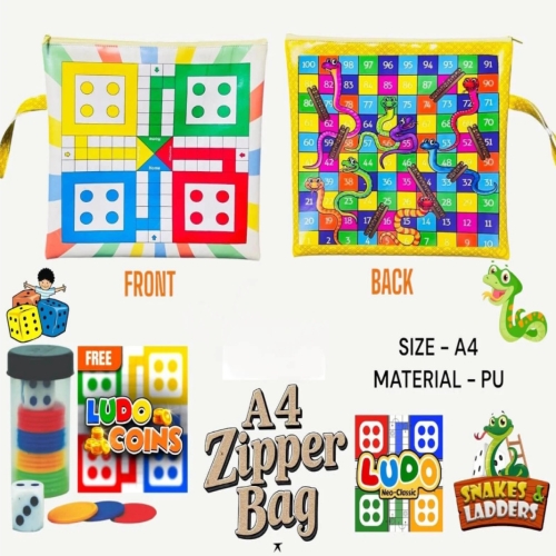 A4 Ludo & Snakes and Ladders Zipper Bag