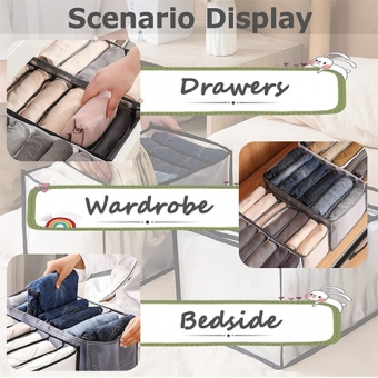 Drawer Organizer Wardrobe Clothes Storage 7 Grids Storage Organizer Multipurpose Large Capacity