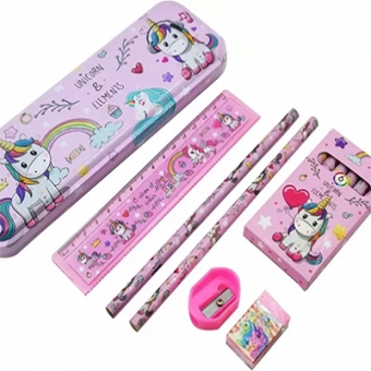 Unicorn Stationary Kit for Girls Pencil Pen Book Eraser Sharpener